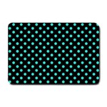 Polka Dots - Turquoise on Black Small Doormat