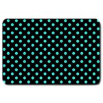 Polka Dots - Turquoise on Black Large Doormat