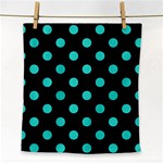 Polka Dots - Turquoise on Black Face Towel
