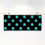 Polka Dots - Turquoise on Black Hand Towel