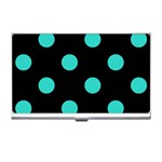 Polka Dots - Turquoise on Black Business Card Holder