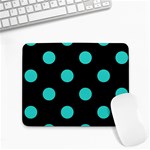 Polka Dots - Turquoise on Black Small Mousepad