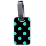 Polka Dots - Turquoise on Black Luggage Tag (Two Sides)