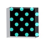Polka Dots - Turquoise on Black 4 x 4  Acrylic Photo Block
