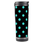 Polka Dots - Turquoise on Black Travel Tumbler