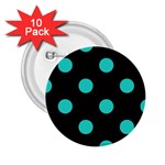 Polka Dots - Turquoise on Black 2.25  Button (10 pack)