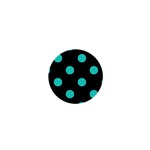 Polka Dots - Turquoise on Black 1  Mini Magnet