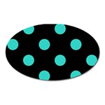 Polka Dots - Turquoise on Black Magnet (Oval)