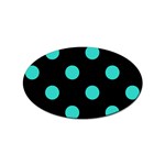 Polka Dots - Turquoise on Black Sticker Oval (10 pack)