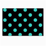 Polka Dots - Turquoise on Black Postcard 4  x 6 