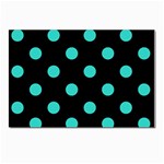 Polka Dots - Turquoise on Black Postcards 5  x 7  (Pkg of 10)