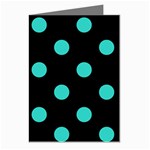 Polka Dots - Turquoise on Black Greeting Cards (Pkg of 8)