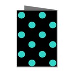 Polka Dots - Turquoise on Black Mini Greeting Cards (Pkg of 8)