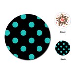 Polka Dots - Turquoise on Black Playing Cards (Round)