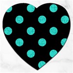 Polka Dots - Turquoise on Black Jigsaw Puzzle (Heart)