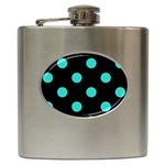 Polka Dots - Turquoise on Black Hip Flask (6 oz)