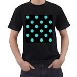 Polka Dots - Turquoise on Black Men s T-Shirt (Black)