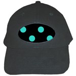 Polka Dots - Turquoise on Black Black Cap
