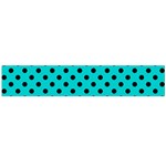 Polka Dots - Black on Cyan Flano Scarf (Large)
