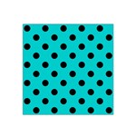 Polka Dots - Black on Cyan Satin Bandana Scarf