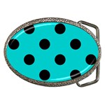 Polka Dots - Black on Cyan Belt Buckle