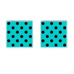 Polka Dots - Black on Cyan Cufflinks (Square)
