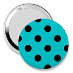 Polka Dots - Black on Cyan 3  Handbag Mirror