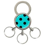 Polka Dots - Black on Cyan 3-Ring Key Chain
