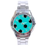 Polka Dots - Black on Cyan Stainless Steel Analogue Watch