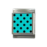 Polka Dots - Black on Cyan Italian Charm (13mm)