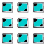 Polka Dots - Black on Cyan Mega Link Italian Charm (9 pack)