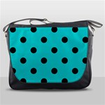 Polka Dots - Black on Cyan Messenger Bag