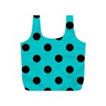 Polka Dots - Black on Cyan Full Print Recycle Bag (S)