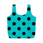 Polka Dots - Black on Cyan Full Print Recycle Bag (M)