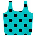 Polka Dots - Black on Cyan Full Print Recycle Bag (XL)