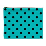 Polka Dots - Black on Cyan Cosmetic Bag (XL)