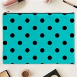 Polka Dots - Black on Cyan Cosmetic Bag (XXXL)