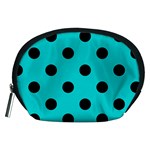 Polka Dots - Black on Cyan Accessory Pouch (Medium)
