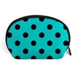 Polka Dots - Black on Cyan Accessory Pouch (Large)