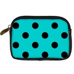Polka Dots - Black on Cyan Digital Camera Leather Case