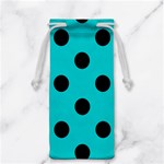 Polka Dots - Black on Cyan Jewelry Bag