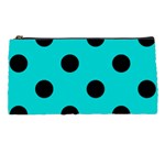 Polka Dots - Black on Cyan Pencil Case