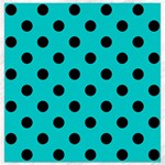 Polka Dots - Black on Cyan Canvas 12  x 12 