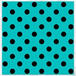 Polka Dots - Black on Cyan Canvas 16  x 16 