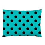 Polka Dots - Black on Cyan Pillow Case (Two Sides)