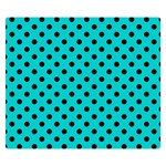 Polka Dots - Black on Cyan Double Sided Flano Blanket (Small)