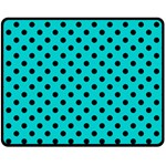 Polka Dots - Black on Cyan Fleece Blanket (Medium) (One Side)