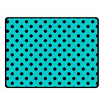 Polka Dots - Black on Cyan Fleece Blanket (Small) (One Side)