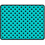 Polka Dots - Black on Cyan Double Sided Fleece Blanket (Medium) (Two Sides)