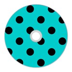 Polka Dots - Black on Cyan CD Wall Clock